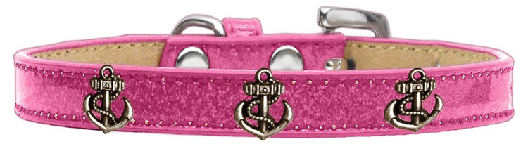 Bronze Anchor Widget Dog Collar Pink Ice Cream Size 12